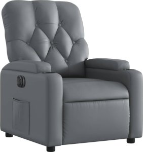 vidaXL Elektryczny fotel rozkładany, szary, obity sztuczną skórą 4