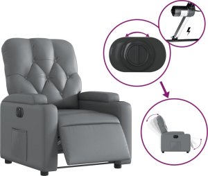 vidaXL Elektryczny fotel rozkładany, szary, obity sztuczną skórą 6