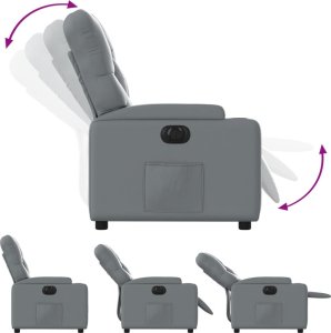 vidaXL Elektryczny fotel rozkładany, szary, obity sztuczną skórą 7