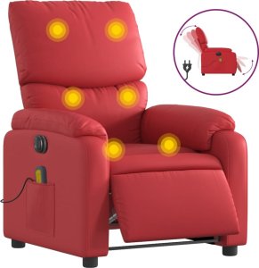 vidaXL Rozkładany fotel masujący, elektryczny, czerwony, ekoskóra 2