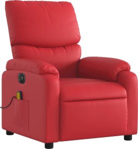 vidaXL Rozkładany fotel masujący, elektryczny, czerwony, ekoskóra 4