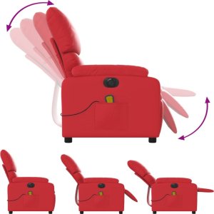 vidaXL Rozkładany fotel masujący, elektryczny, czerwony, ekoskóra 7