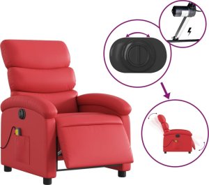 vidaXL Rozkładany fotel masujący elektryczny czerwony 6