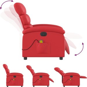 vidaXL Rozkładany fotel masujący elektryczny czerwony 7