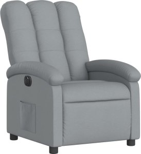 vidaXL Elektryczny fotel rozkładany, jasnoszary, obity tkaniną 4