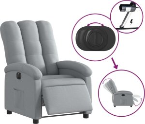 vidaXL Elektryczny fotel rozkładany, jasnoszary, obity tkaniną 6