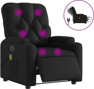 vidaXL Rozkładany fotel masujący, elektryczny, czarny, sztuczna skóra 2