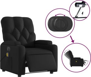 vidaXL Rozkładany fotel masujący, elektryczny, czarny, sztuczna skóra 6