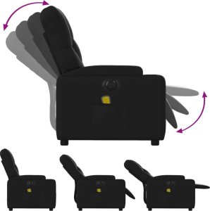 vidaXL Rozkładany fotel masujący, elektryczny, czarny, sztuczna skóra 7