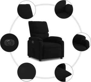 vidaXL Elektryczny fotel rozkładany, czarny, obity tkaniną 8