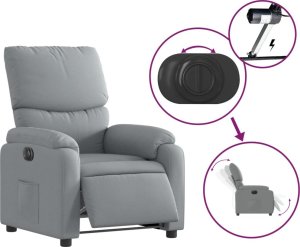 vidaXL Elektryczny fotel rozkładany, jasnoszary, obity tkaniną 6