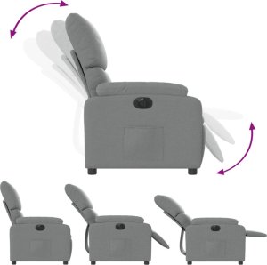 vidaXL Elektryczny fotel rozkładany, jasnoszary, obity tkaniną 7
