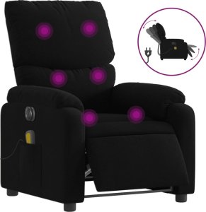 vidaXL Rozkładany fotel masujący, elektryczny, czarny, tkanina 2