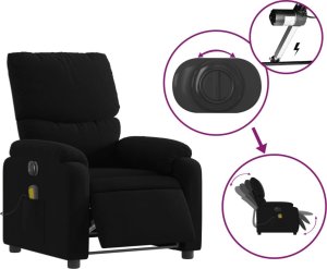 vidaXL Rozkładany fotel masujący, elektryczny, czarny, tkanina 6
