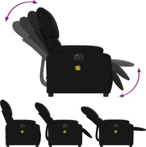 vidaXL Rozkładany fotel masujący, elektryczny, czarny, tkanina 7
