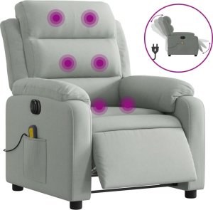 vidaXL Rozkładany fotel masujący, elektryczny, jasnoszary, aksamitny 2
