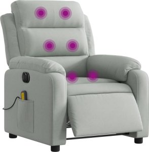 vidaXL Rozkładany fotel masujący, elektryczny, jasnoszary, aksamitny 3