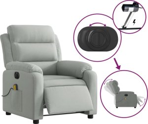 vidaXL Rozkładany fotel masujący, elektryczny, jasnoszary, aksamitny 6