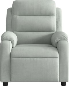 vidaXL Rozkładany fotel masujący, elektryczny, jasnoszary, aksamitny 9