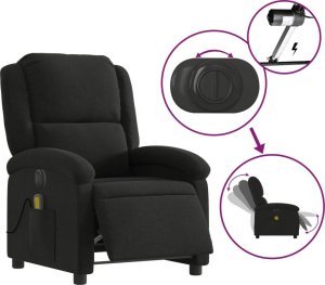 vidaXL Rozkładany fotel masujący, elektryczny, czarny, tkanina 6