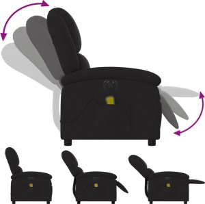 vidaXL Rozkładany fotel masujący, elektryczny, czarny, tkanina 7