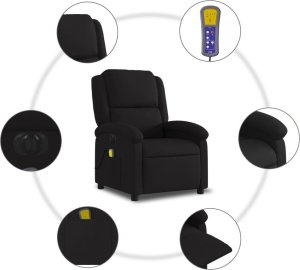 vidaXL Rozkładany fotel masujący, elektryczny, czarny, tkanina 8
