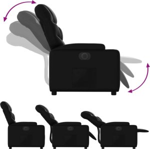 vidaXL Elektryczny fotel rozkładany, czarny, obity sztuczną skórą 6
