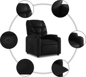 vidaXL Elektryczny fotel rozkładany, czarny, obity sztuczną skórą 7