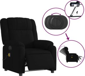 vidaXL Rozkładany fotel masujący, elektryczny, czarny, tkanina 6
