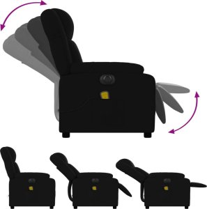 vidaXL Rozkładany fotel masujący, elektryczny, czarny, tkanina 7