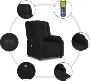 vidaXL Rozkładany fotel masujący, elektryczny, czarny, tkanina 8