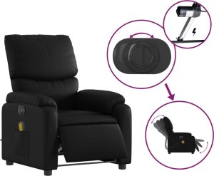 vidaXL Rozkładany fotel masujący, elektryczny, czarny, sztuczna skóra 6