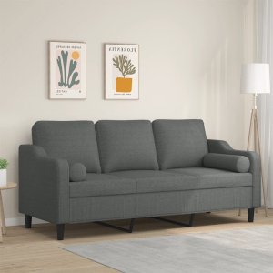 vidaXL 3-osobowa sofa z poduszkami, ciemnoszara, 180 cm, tkanina 1