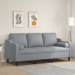 vidaXL 3-osobowa sofa z poduszkami, jasnoszara, 180 cm, tkanina 1