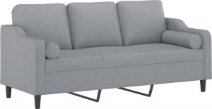 vidaXL 3-osobowa sofa z poduszkami, jasnoszara, 180 cm, tkanina 3