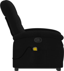 vidaXL Podnoszony fotel masujący, rozkładany, czarny, obity tkaniną 9