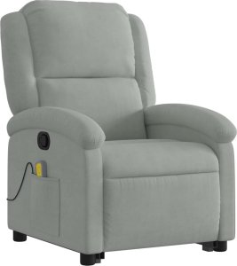 vidaXL Rozkładany fotel masujący, podnoszony, jasnoszary, aksamitny 4