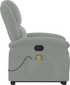 vidaXL Rozkładany fotel masujący, podnoszony, jasnoszary, aksamitny 10