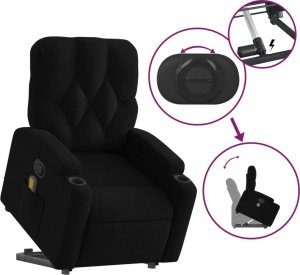 vidaXL Podnoszony fotel masujący, rozkładany, czarny, obity tkaniną 6