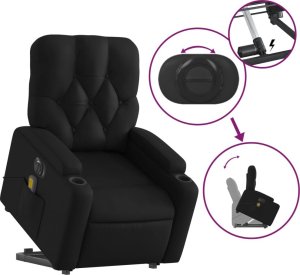 vidaXL Rozkładany fotel pionizujący z masażem, elektryczny, czarny 11