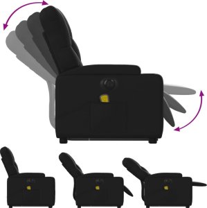 vidaXL Rozkładany fotel pionizujący z masażem, elektryczny, czarny 7