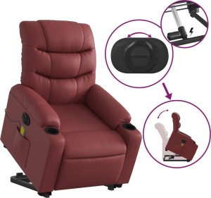 vidaXL Rozkładany fotel pionizujący z masażem, elektryczny, bordowy 11