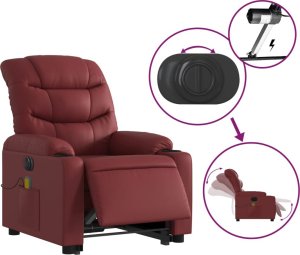 vidaXL Rozkładany fotel pionizujący z masażem, elektryczny, bordowy 6