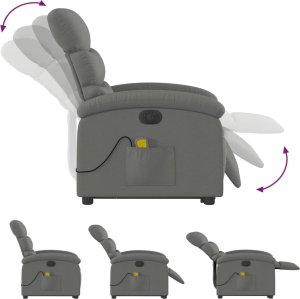 vidaXL Podnoszony fotel masujący, elektryczny, rozkładany, ciemnoszary 6