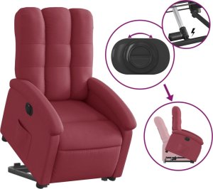vidaXL Podnoszony fotel masujący, elektryczny, rozkładany, bordowy 5