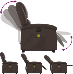 vidaXL Rozkładany fotel pionizujący z masażem, elektryczny, brązowy 7