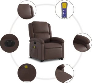 vidaXL Rozkładany fotel pionizujący z masażem, elektryczny, brązowy 8