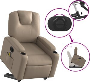 vidaXL Rozkładany fotel pionizujący z masażem, elektryczny, cappuccino 11