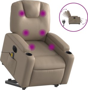 vidaXL Rozkładany fotel pionizujący z masażem, elektryczny, cappuccino 2