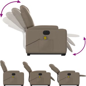 vidaXL Rozkładany fotel pionizujący z masażem, elektryczny, cappuccino 7